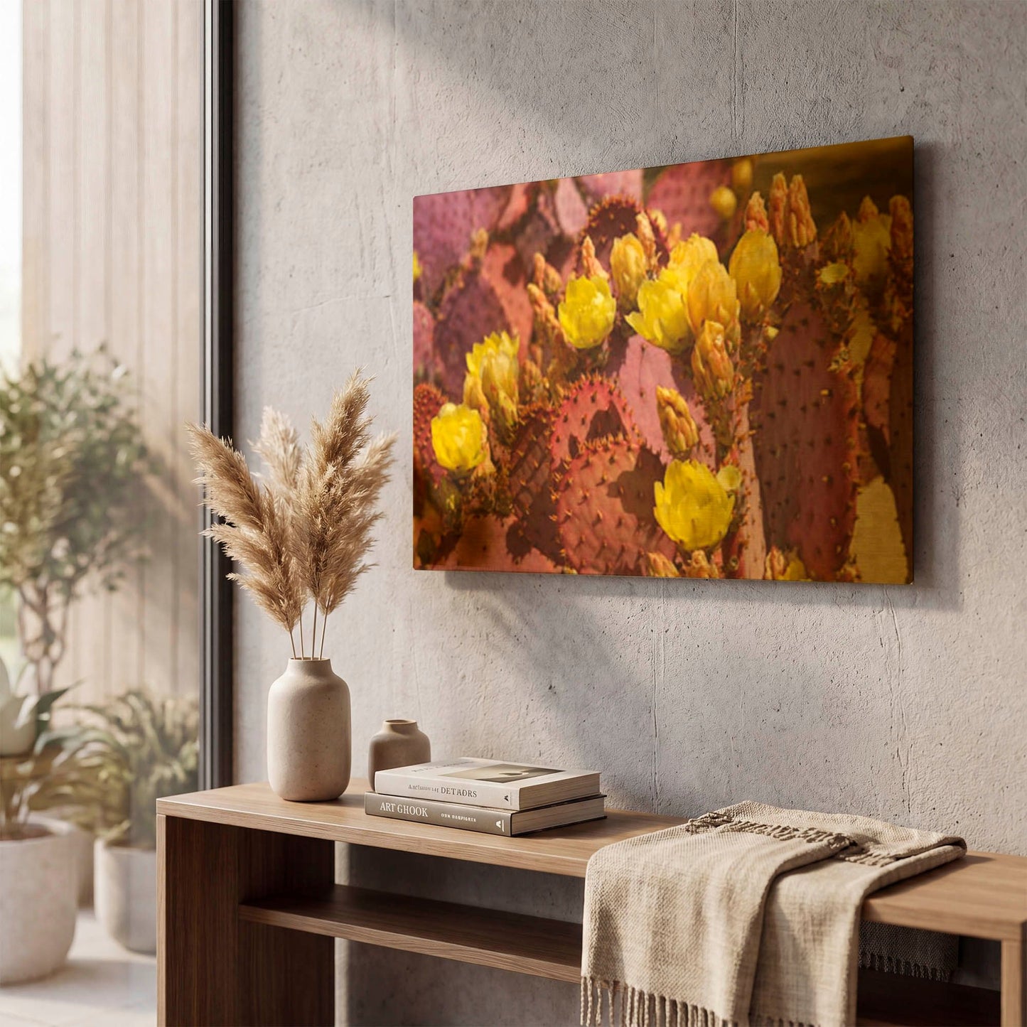 'Purple Prickly Pear Blooms Az 7727' By Mike Jones Gold Metal Wall Art