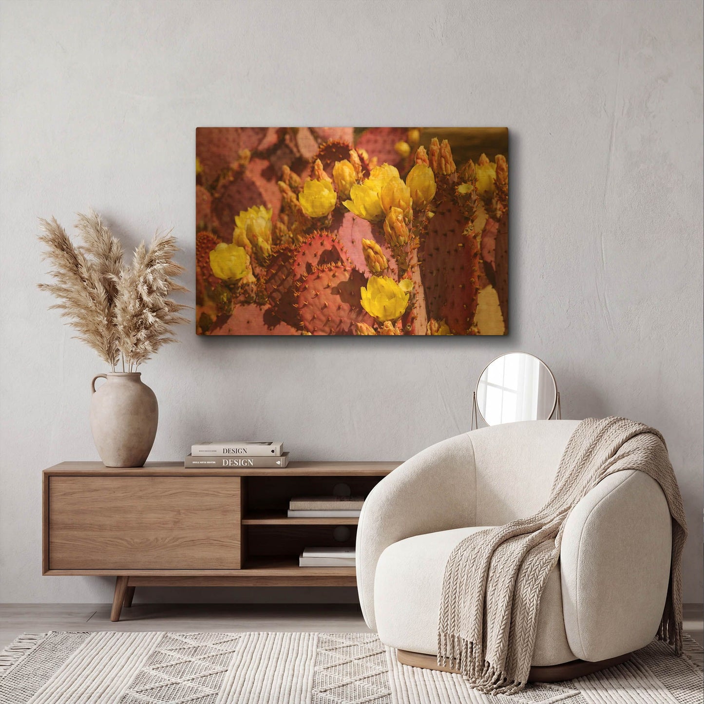 'Purple Prickly Pear Blooms Az 7727' By Mike Jones Gold Metal Wall Art