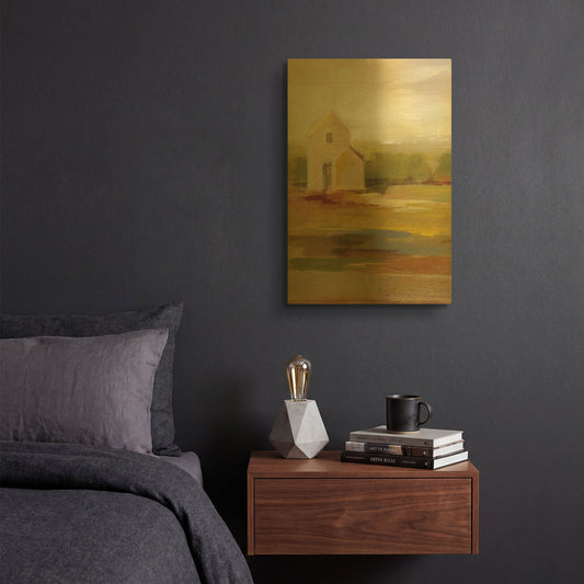 'Hillside Barn I' By Silvia Vassileva Gold Metal Wall Art