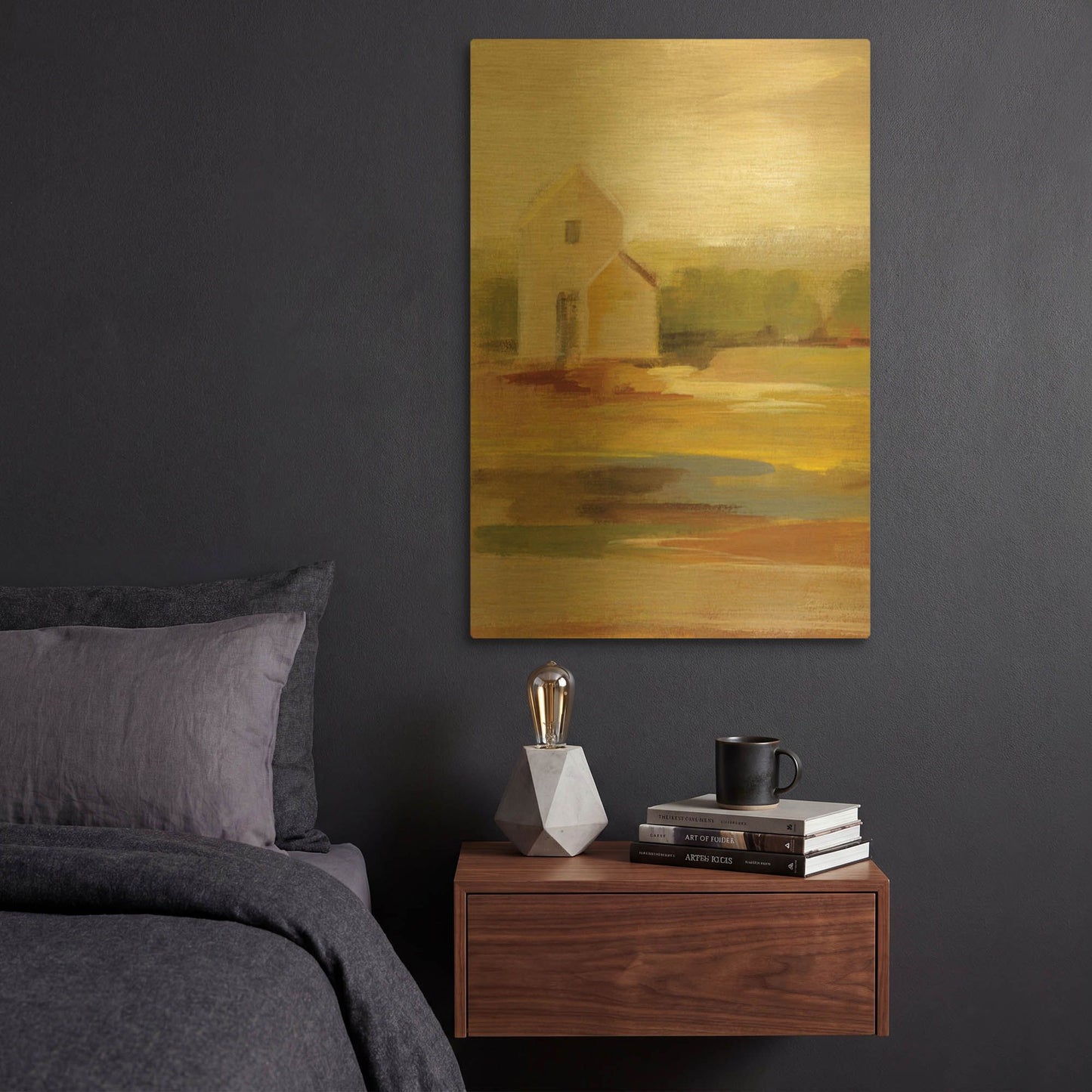 'Hillside Barn I' By Silvia Vassileva Gold Metal Wall Art