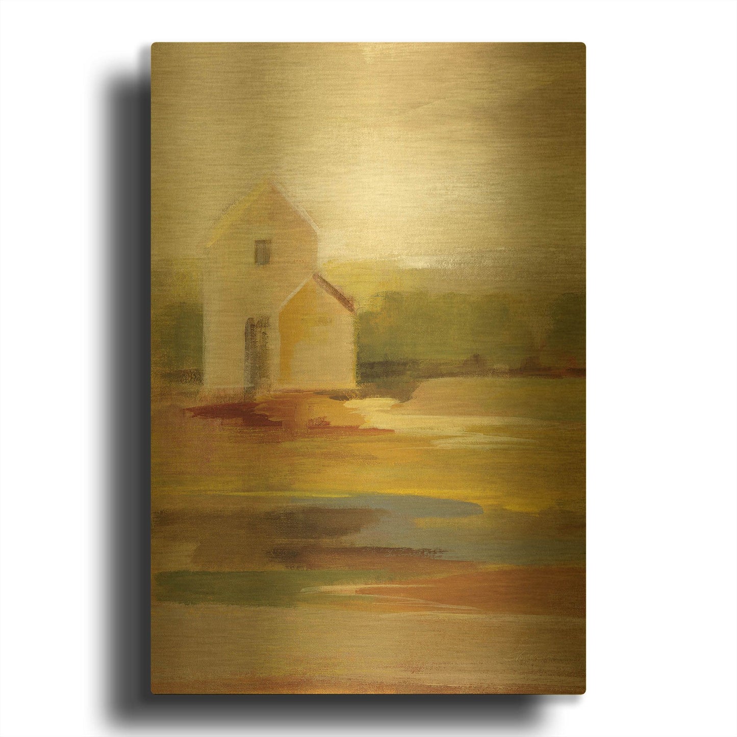 'Hillside Barn I' By Silvia Vassileva Gold Metal Wall Art
