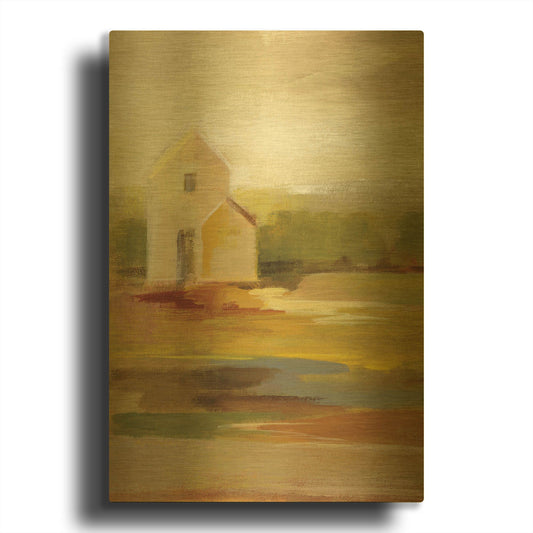 'Hillside Barn I' By Silvia Vassileva Gold Metal Wall Art