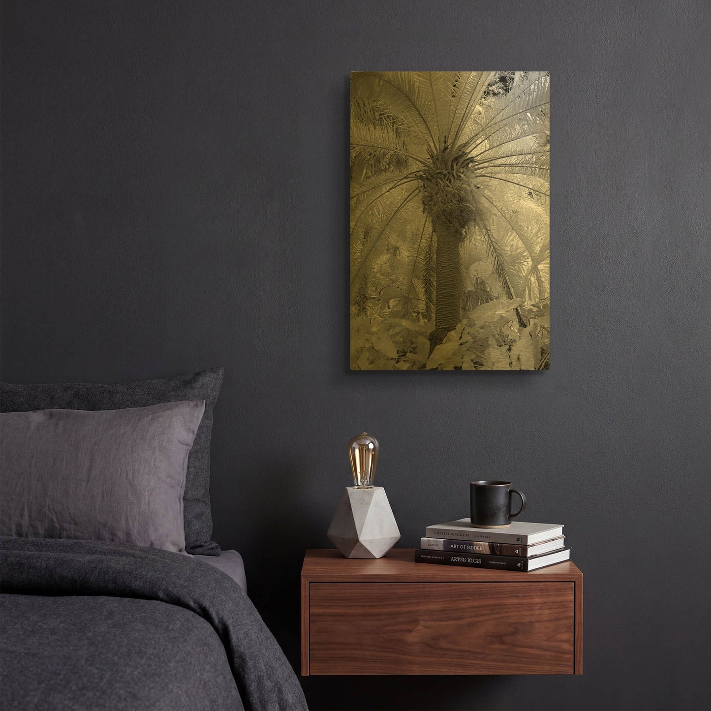 'Radiant Palm Fl 7423' By Mike Jones Gold Metal Wall Art
