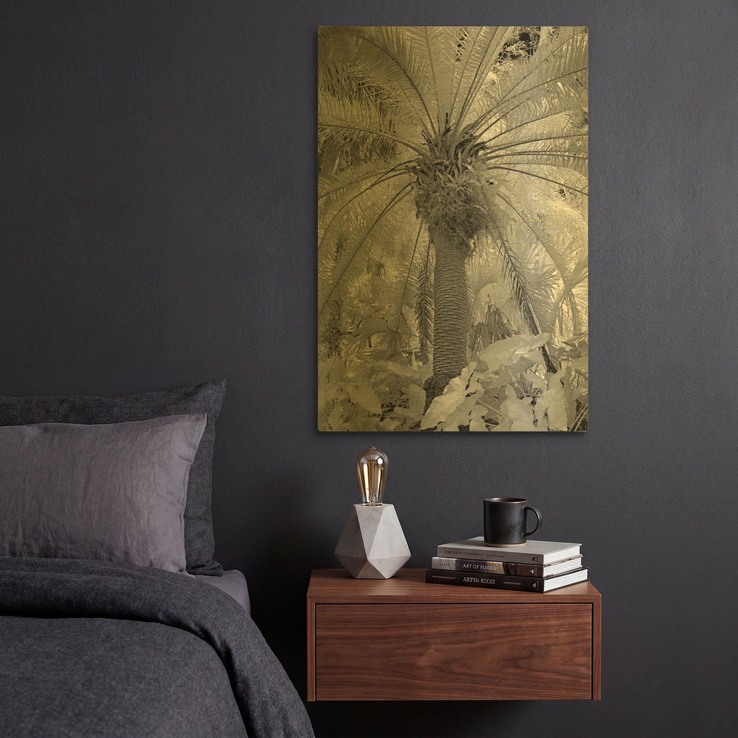 'Radiant Palm Fl 7423' By Mike Jones Gold Metal Wall Art