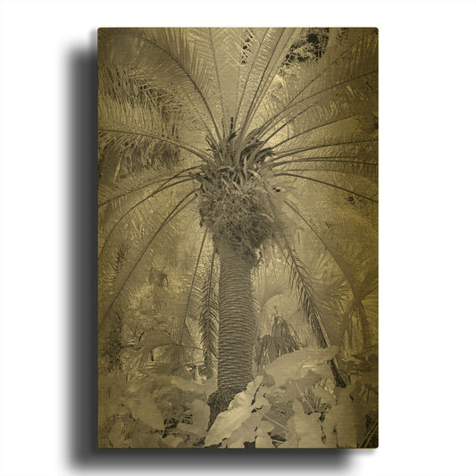 'Radiant Palm Fl 7423' By Mike Jones Gold Metal Wall Art