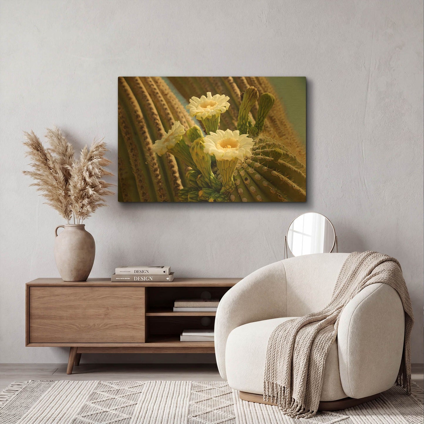 'Saguaro Cactus Blooms Az 8745' By Mike Jones Gold Metal Wall Art