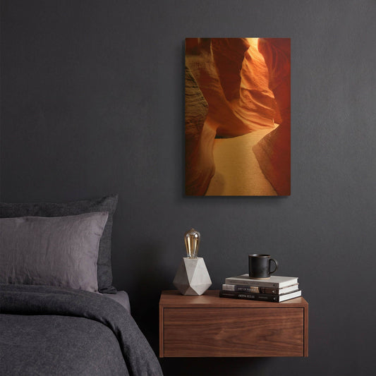 'Utah Red Cave 9244' By Mike Jones Gold Metal Wall Art