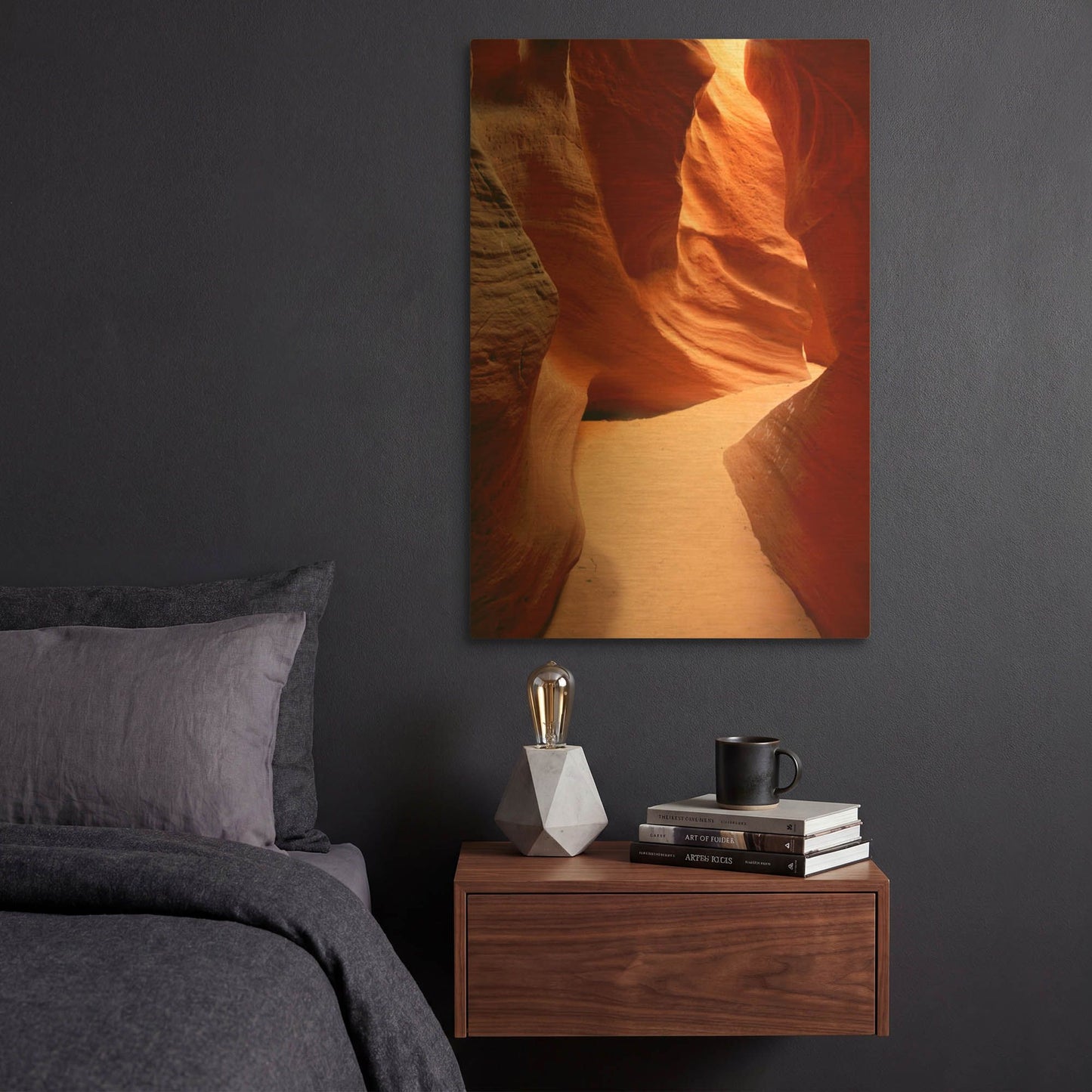 'Utah Red Cave 9244' By Mike Jones Gold Metal Wall Art