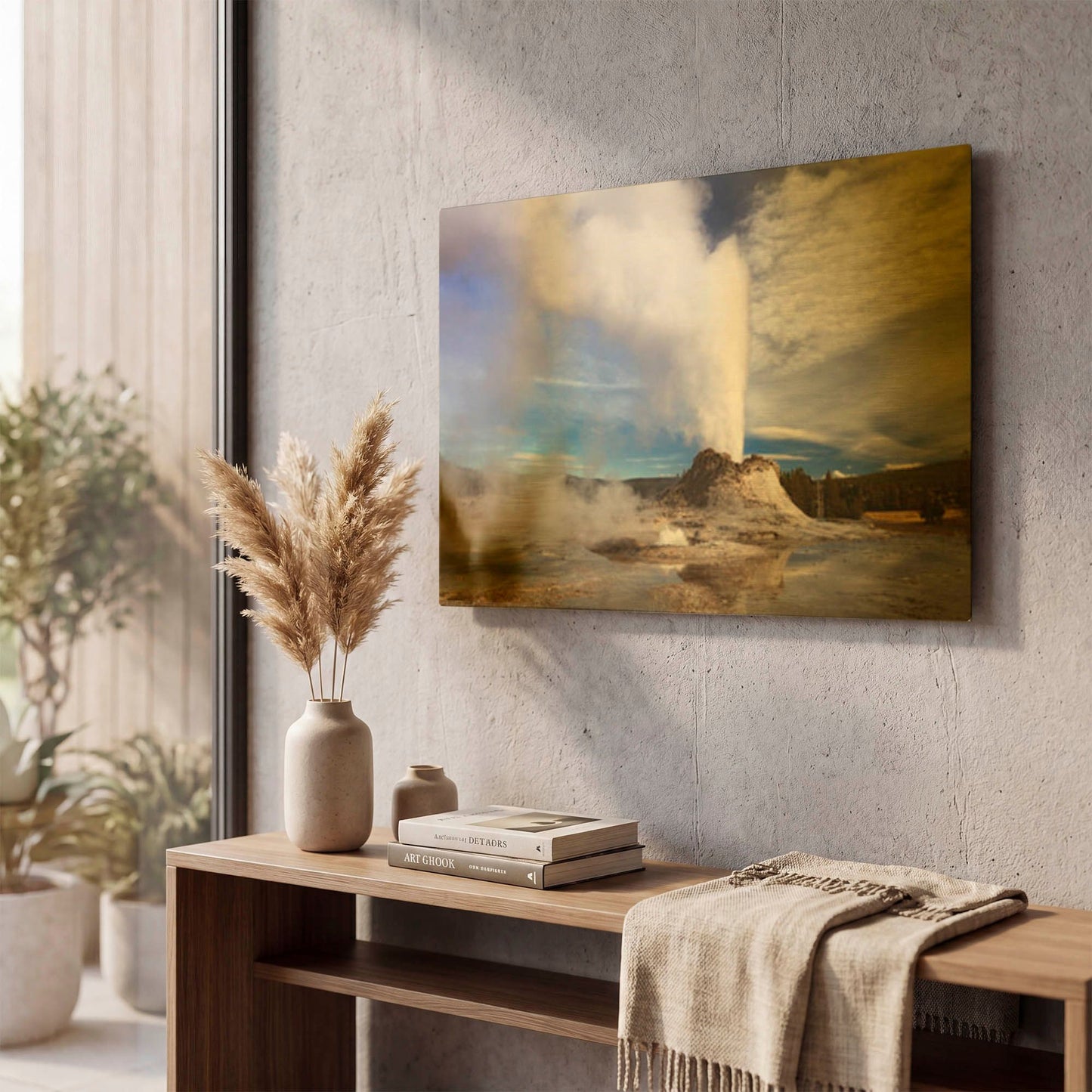 'Yellowstone Castle Geyser 2866' By Mike Jones Gold Metal Wall Art