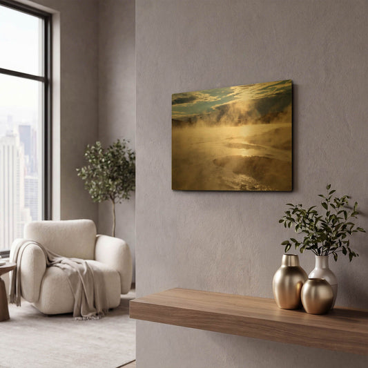 'Yellowstone Firehole Lake 2200' By Mike Jones Gold Metal Wall Art