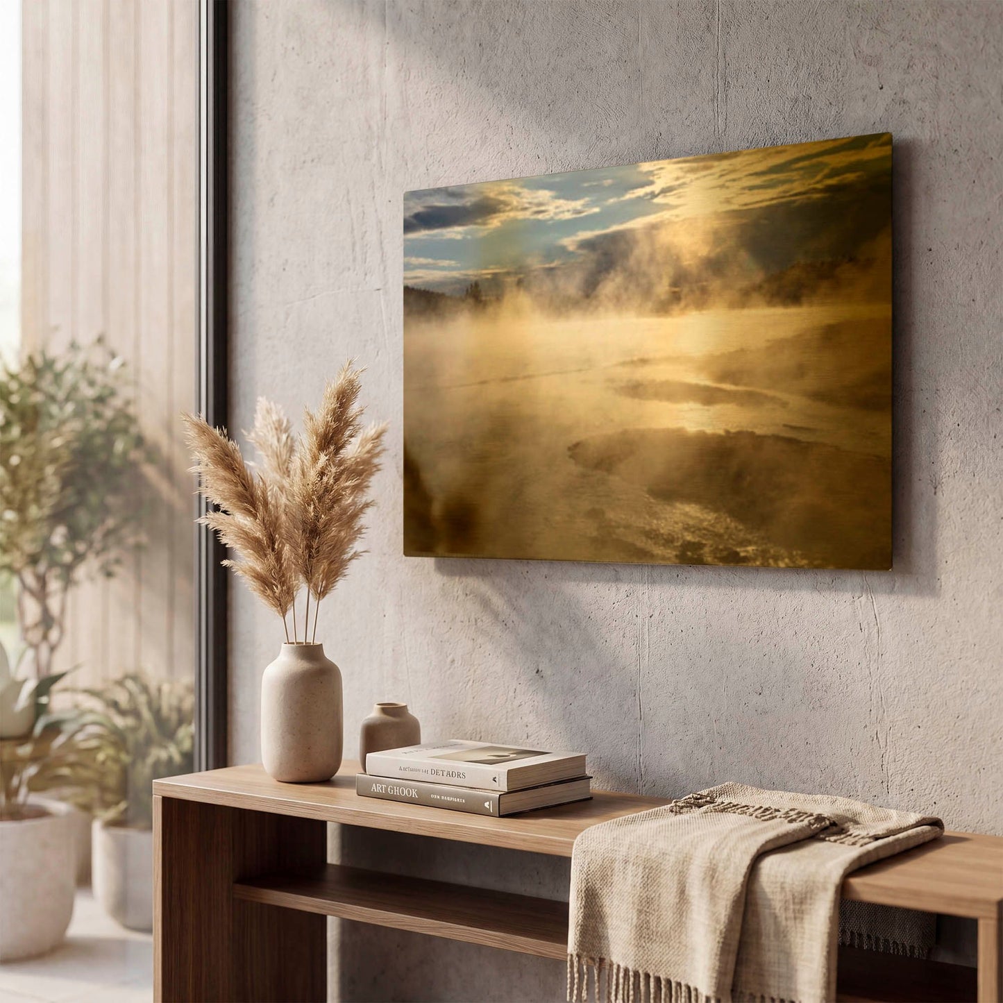 'Yellowstone Firehole Lake 2200' By Mike Jones Gold Metal Wall Art