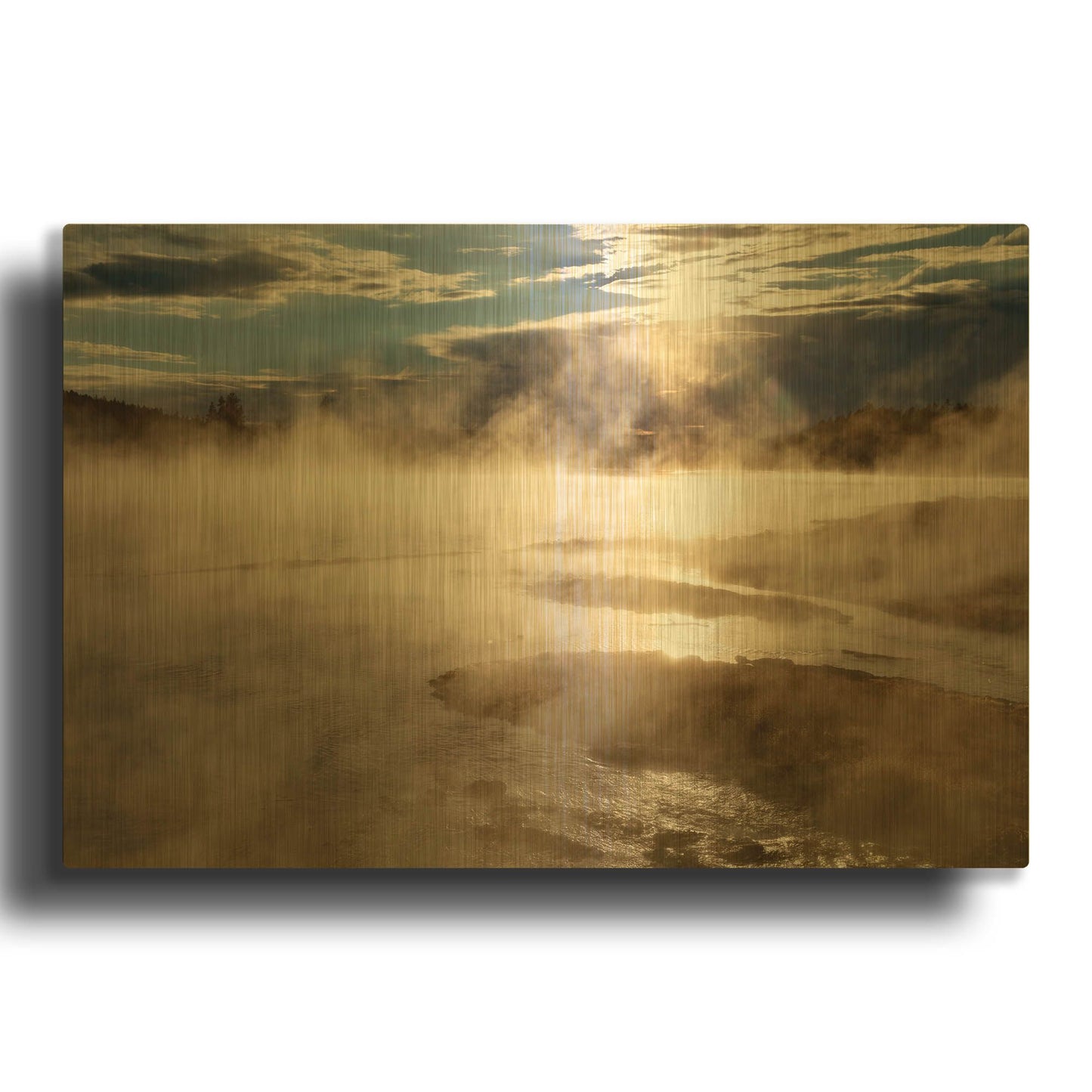 'Yellowstone Firehole Lake 2200' By Mike Jones Gold Metal Wall Art