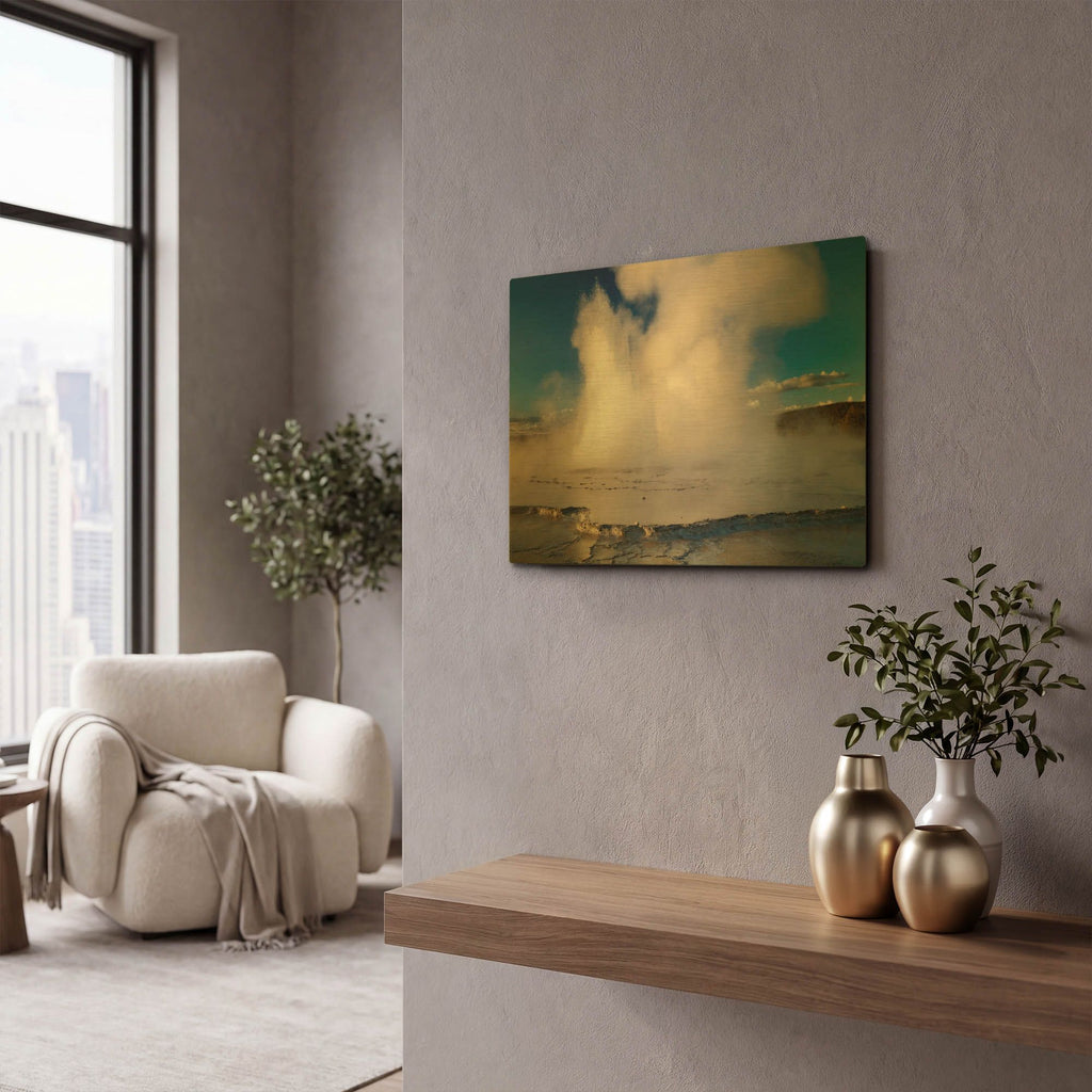 'Yellowstone Great Fountain Geyser 2333' By Mike Jones Gold Metal Wall Art