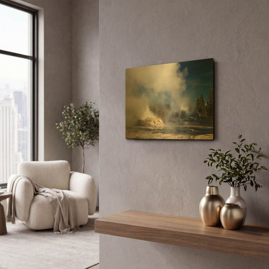 'Yellowstone Grotto Geyser 3429' By Mike Jones Gold Metal Wall Art