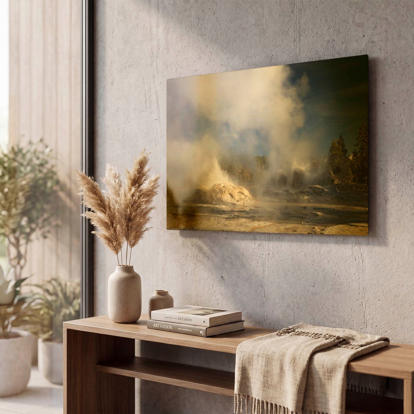 'Yellowstone Grotto Geyser 3429' By Mike Jones Gold Metal Wall Art
