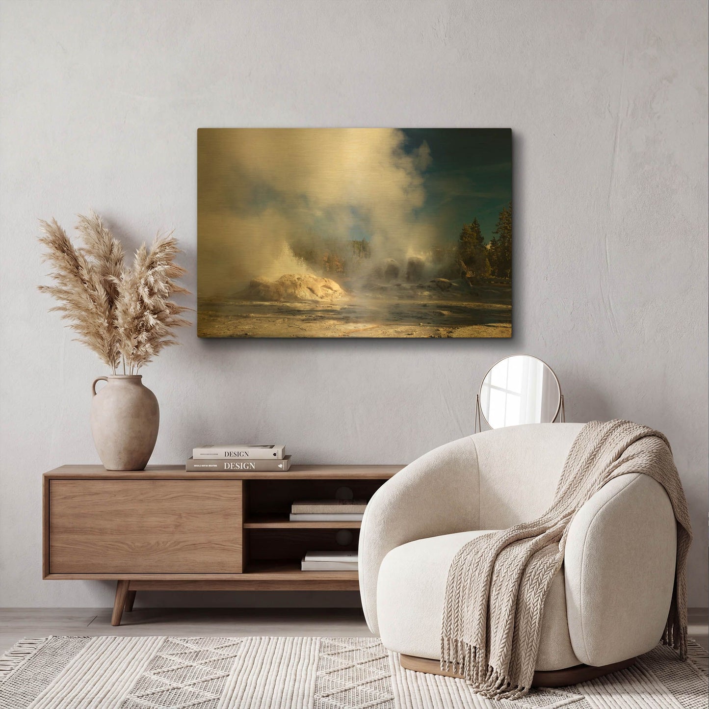 'Yellowstone Grotto Geyser 3429' By Mike Jones Gold Metal Wall Art