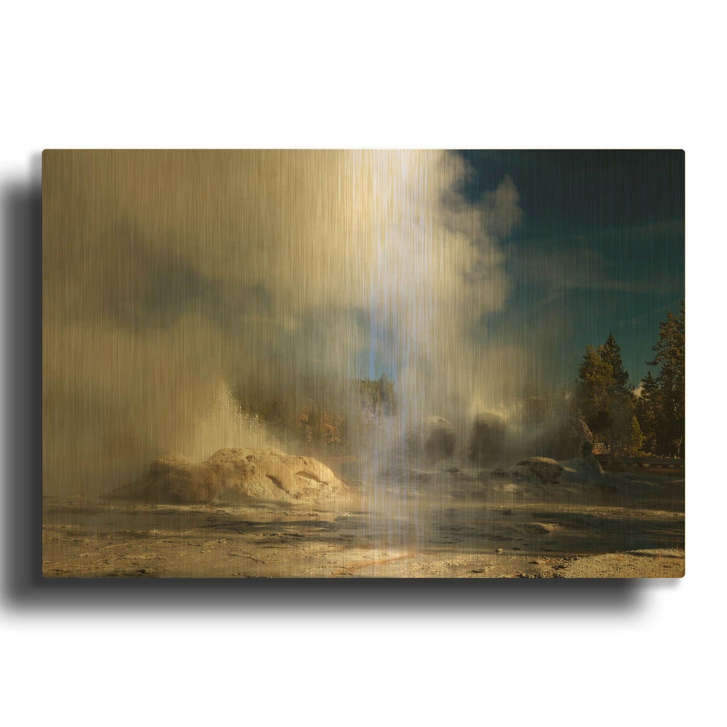 'Yellowstone Grotto Geyser 3429' By Mike Jones Gold Metal Wall Art