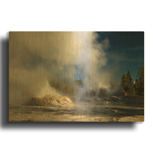 'Yellowstone Grotto Geyser 3429' By Mike Jones Gold Metal Wall Art