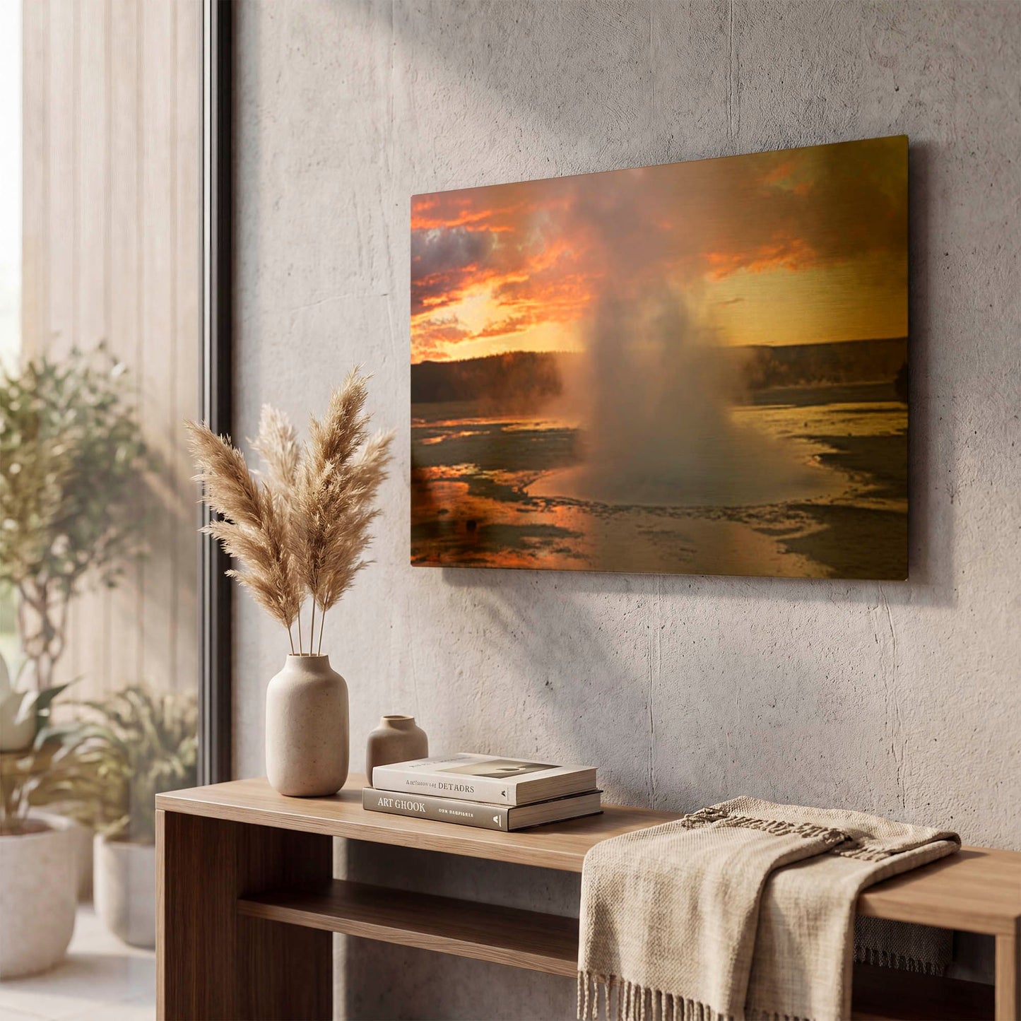 'Yellowstone Paint Pot Things Sunset 4108' By Mike Jones Gold Metal Wall Art