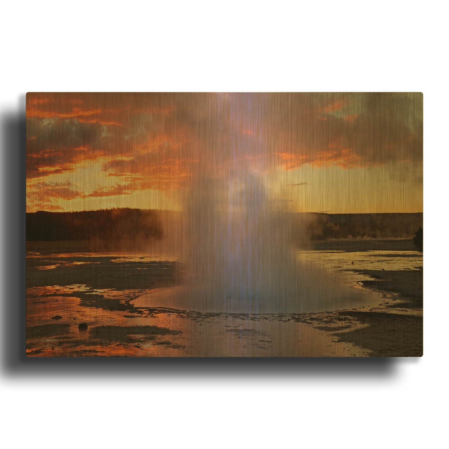 'Yellowstone Paint Pot Things Sunset 4108' By Mike Jones Gold Metal Wall Art