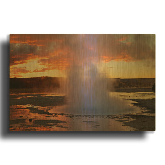 'Yellowstone Paint Pot Things Sunset 4108' By Mike Jones Gold Metal Wall Art