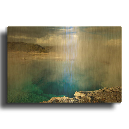 'Yellowstone Sapphire Pool 3282' By Mike Jones Gold Metal Wall Art