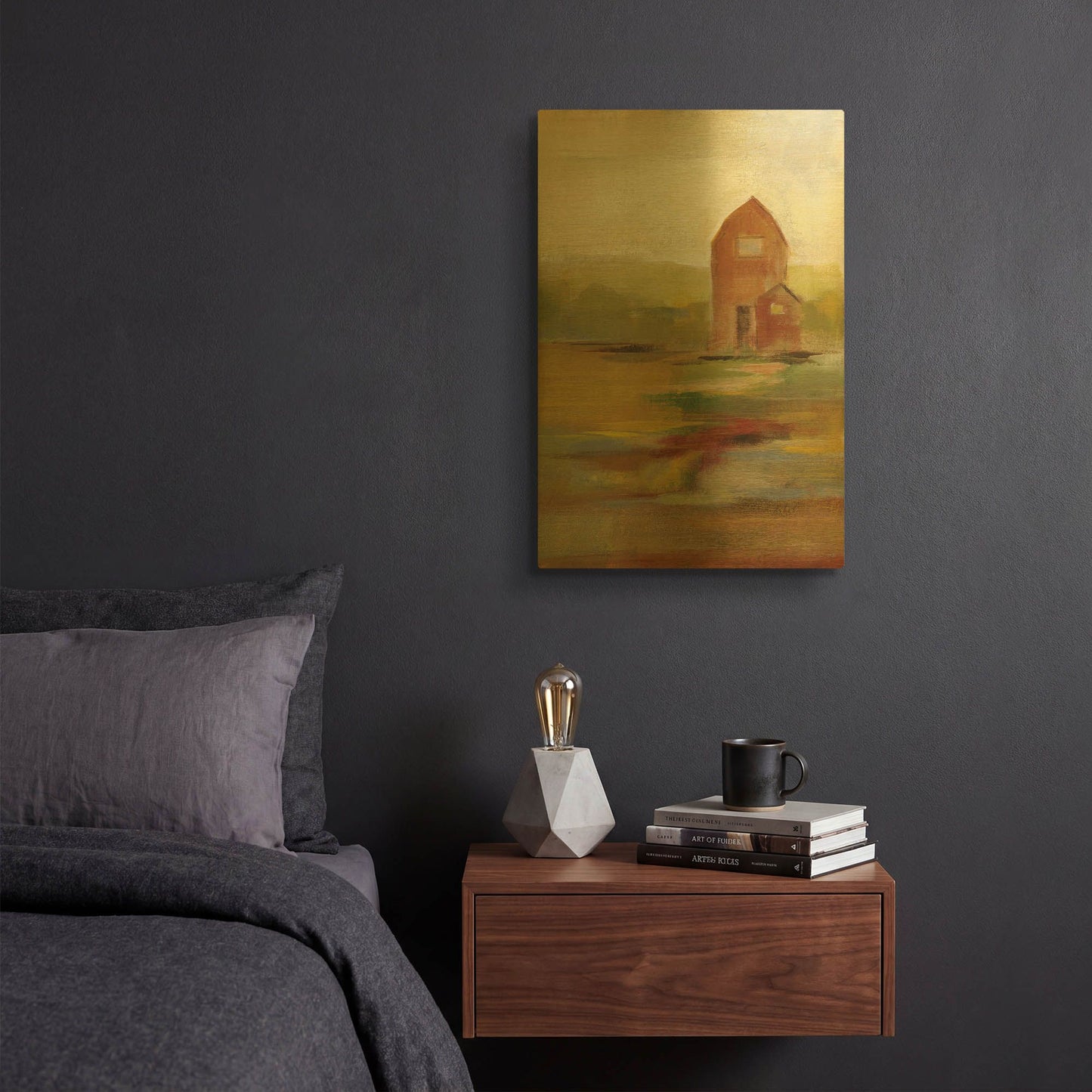 'Hillside Barn II' By Silvia Vassileva Gold Metal Wall Art