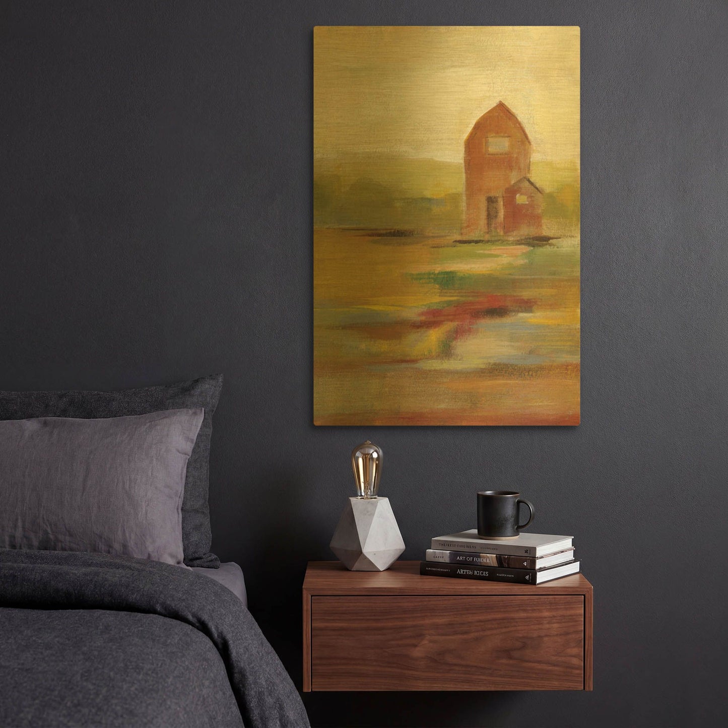 'Hillside Barn II' By Silvia Vassileva Gold Metal Wall Art
