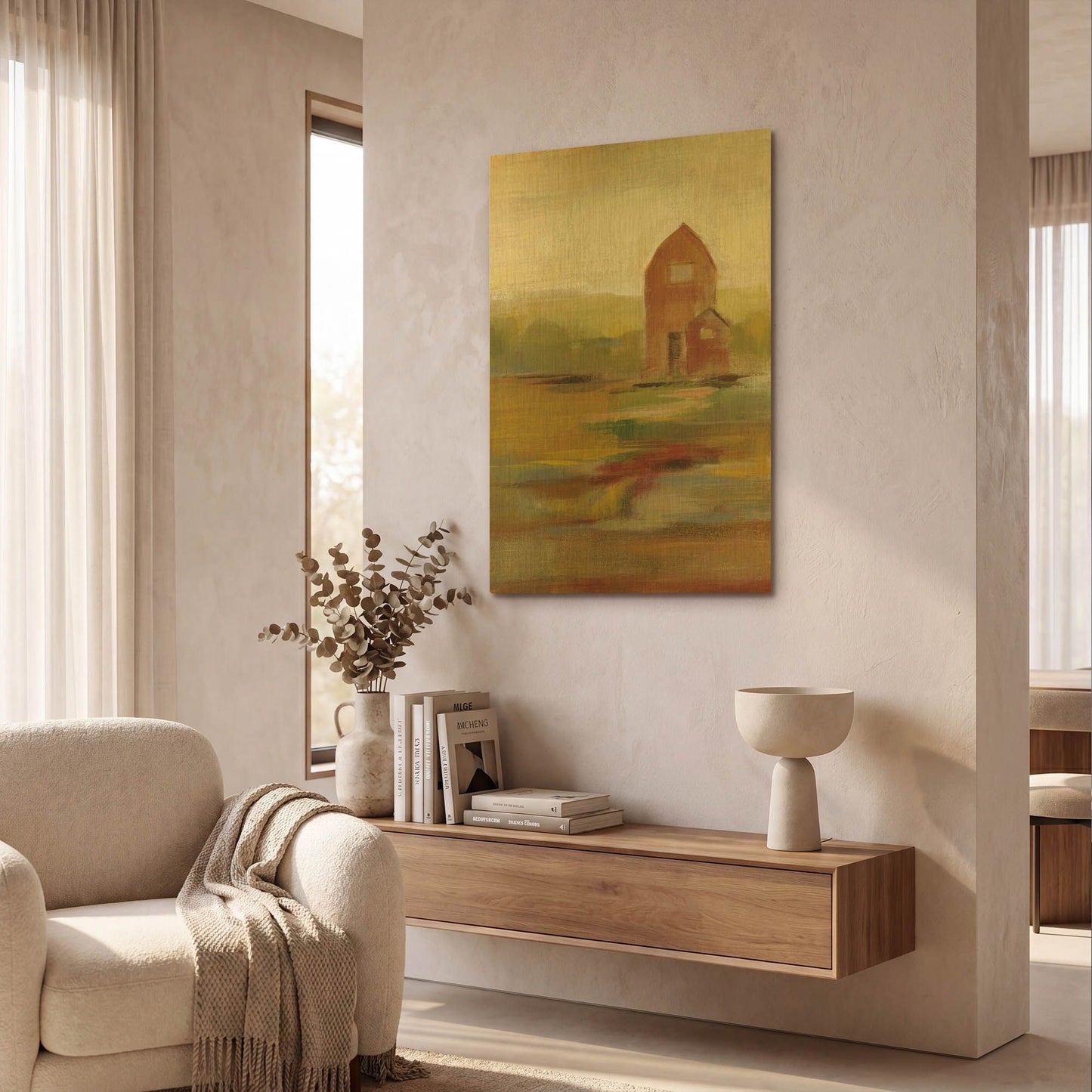 'Hillside Barn II' By Silvia Vassileva Gold Metal Wall Art