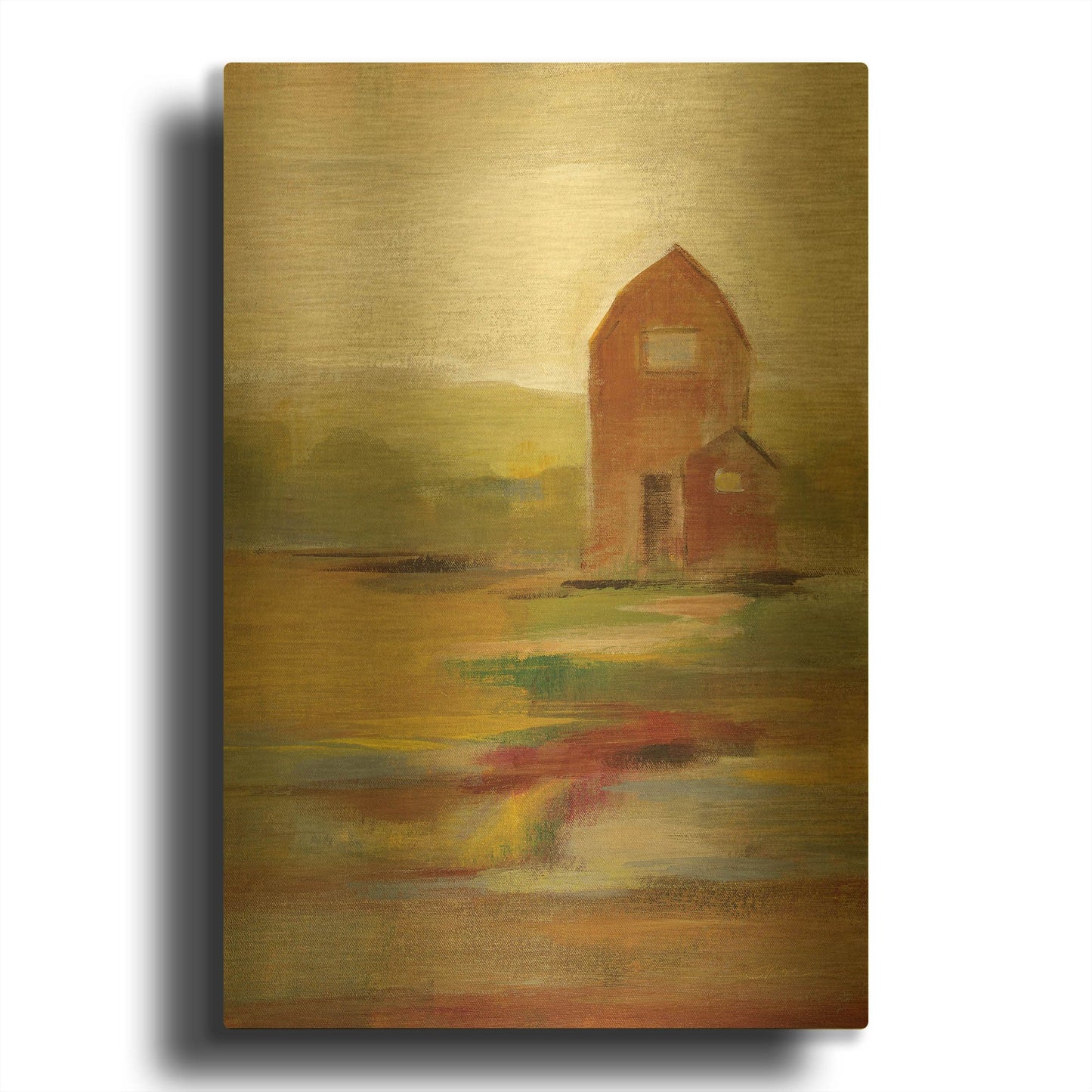 'Hillside Barn II' By Silvia Vassileva Gold Metal Wall Art