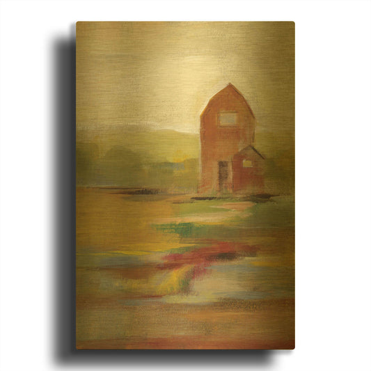 'Hillside Barn II' By Silvia Vassileva Gold Metal Wall Art