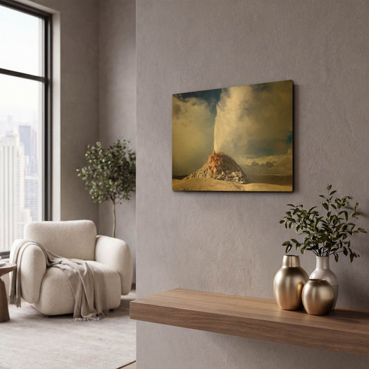 'Yellowstone White Dome Geyser 3146' By Mike Jones Gold Metal Wall Art