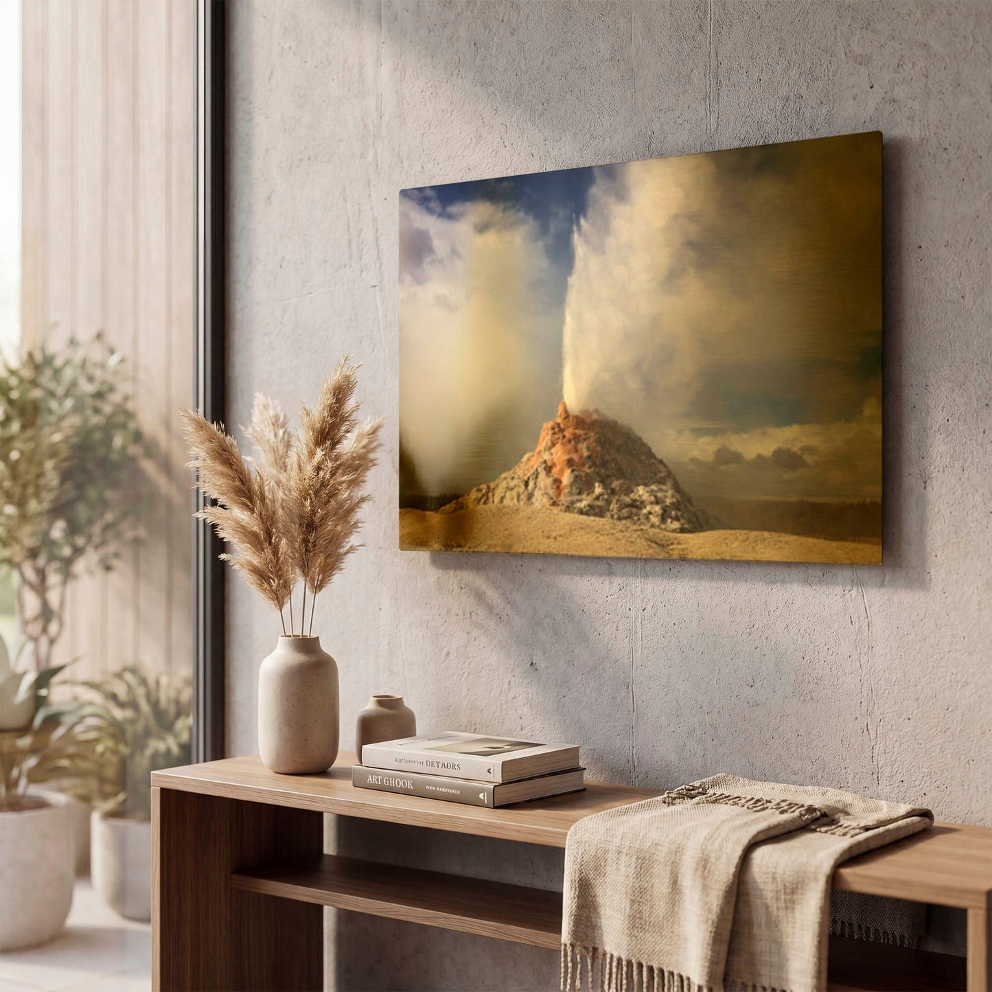 'Yellowstone White Dome Geyser 3146' By Mike Jones Gold Metal Wall Art