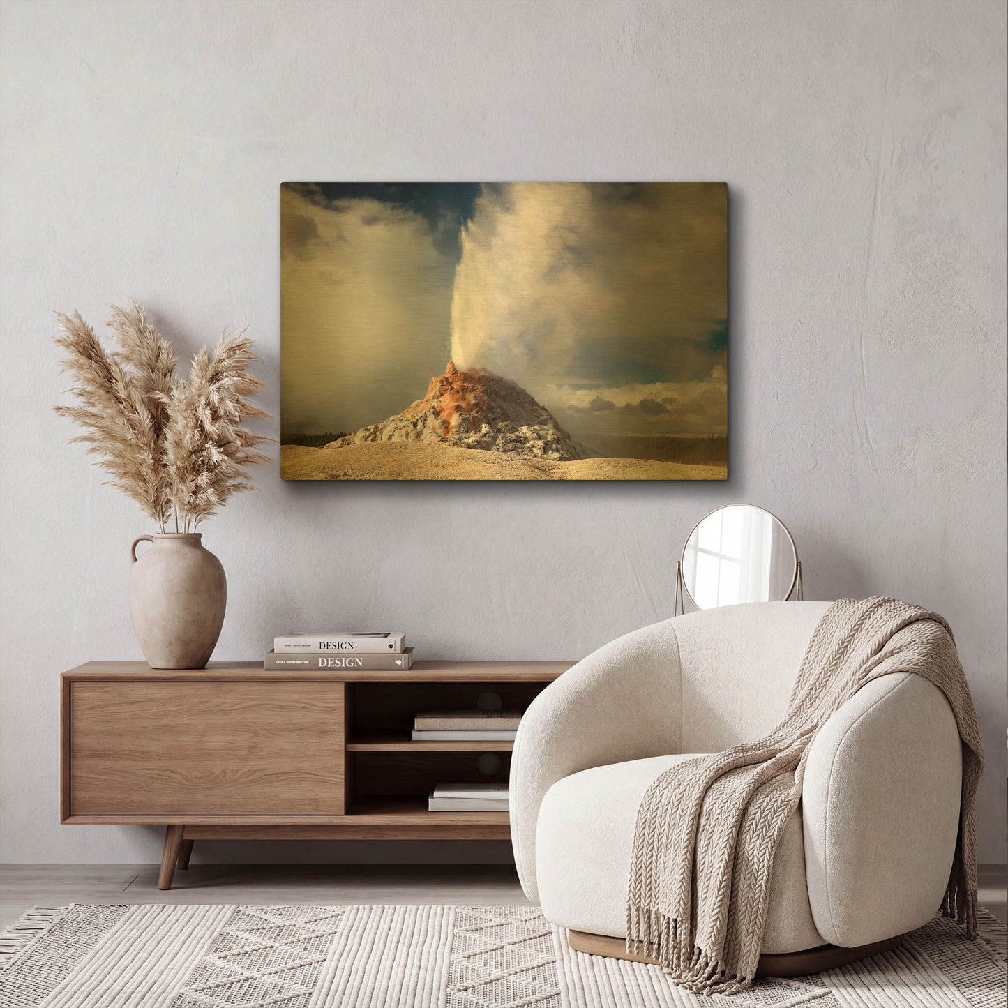 'Yellowstone White Dome Geyser 3146' By Mike Jones Gold Metal Wall Art