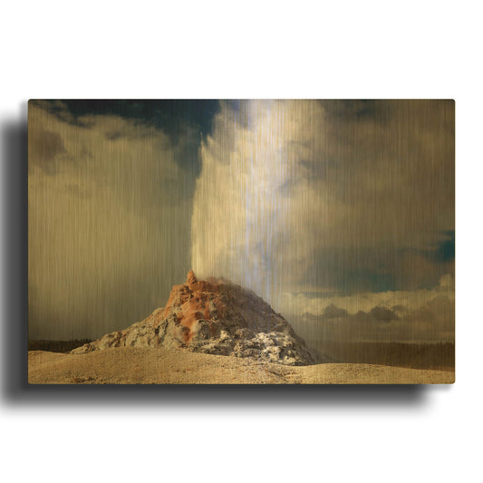 'Yellowstone White Dome Geyser 3146' By Mike Jones Gold Metal Wall Art