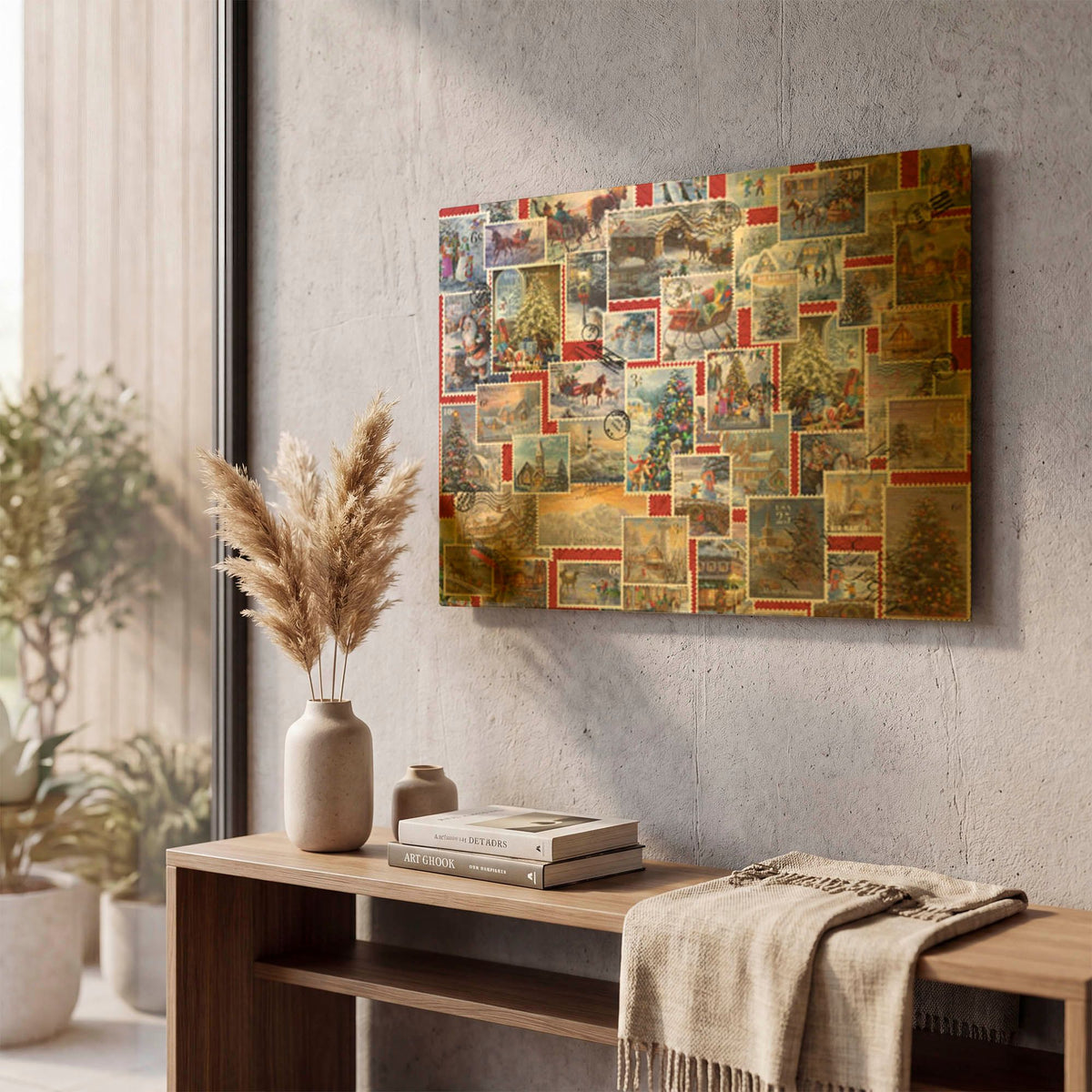 'Christmas Stamps Collection' By Nicky Boehme Gold Metal Wall Art