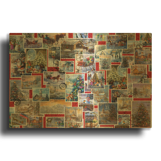 'Christmas Stamps Collection' By Nicky Boehme Gold Metal Wall Art