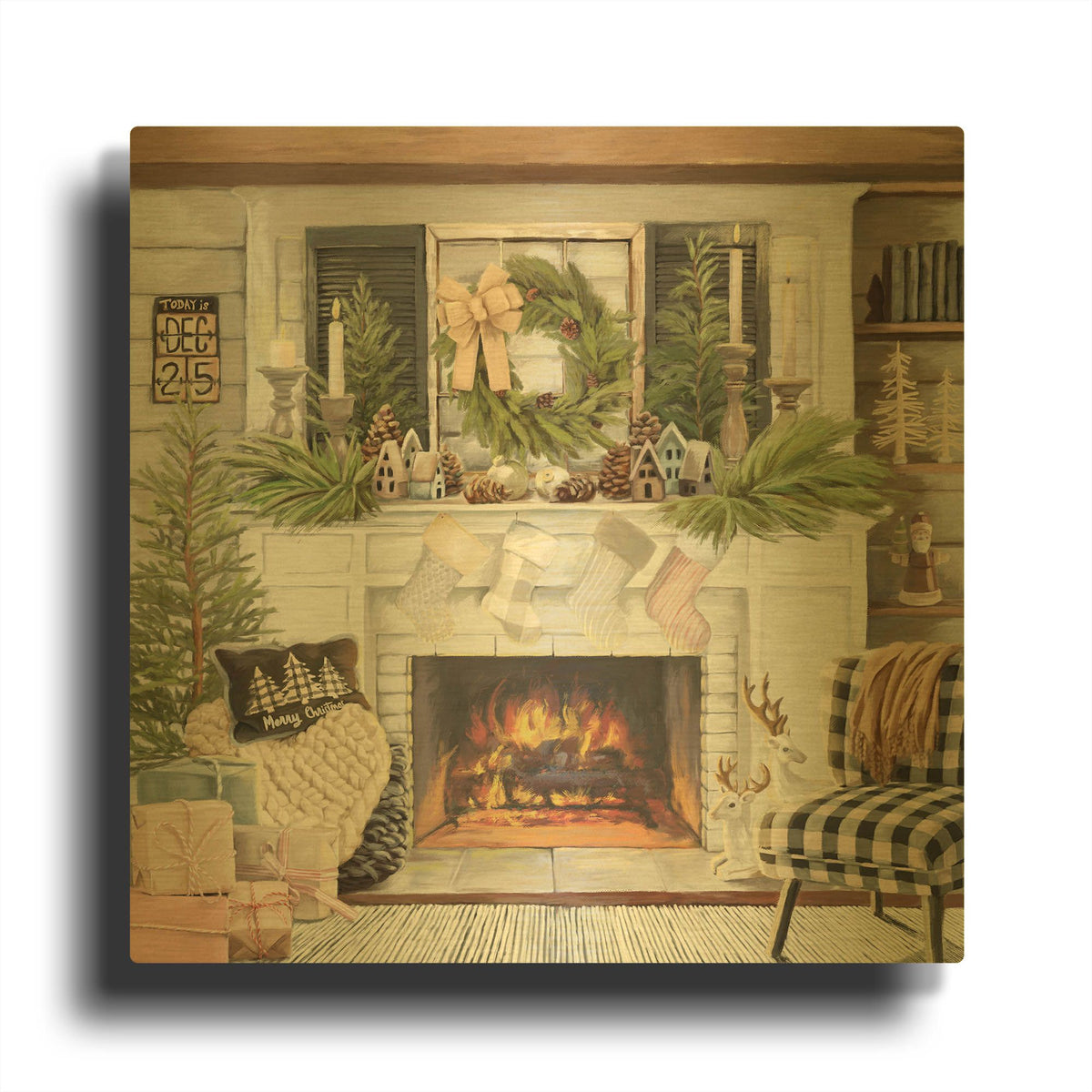 'Cozy Farmhouse Christmas' By Nicky Boehme Gold Metal Wall Art