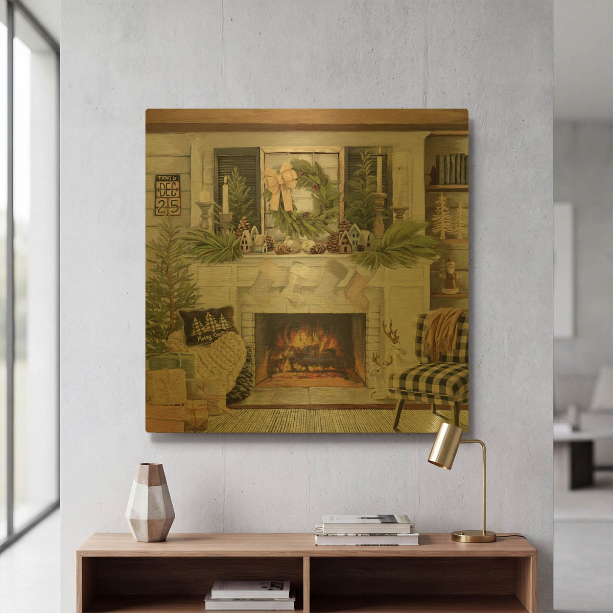 'Cozy Farmhouse Christmas' By Nicky Boehme Gold Metal Wall Art