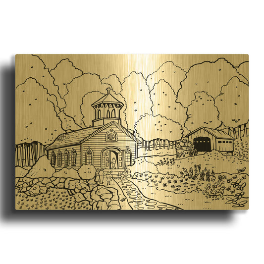 'Worship In The Country' By Nicky Boehme Gold Metal Wall Art