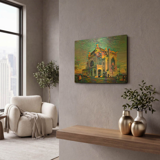 'Romania Constanta Casino' By Pedro Gavidia Gold Metal Wall Art