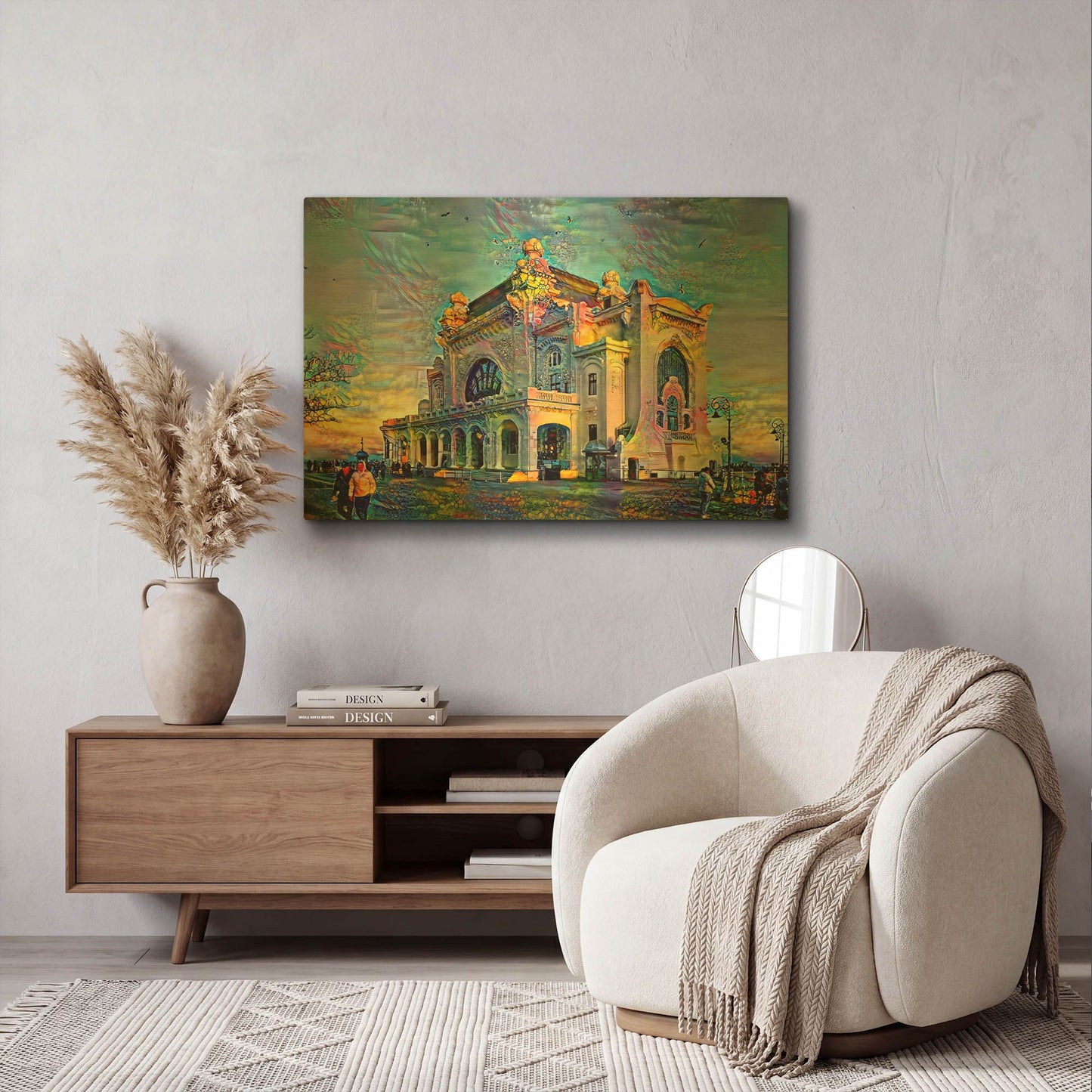 'Romania Constanta Casino' By Pedro Gavidia Gold Metal Wall Art