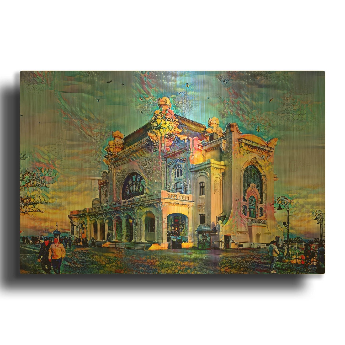 'Romania Constanta Casino' By Pedro Gavidia Gold Metal Wall Art