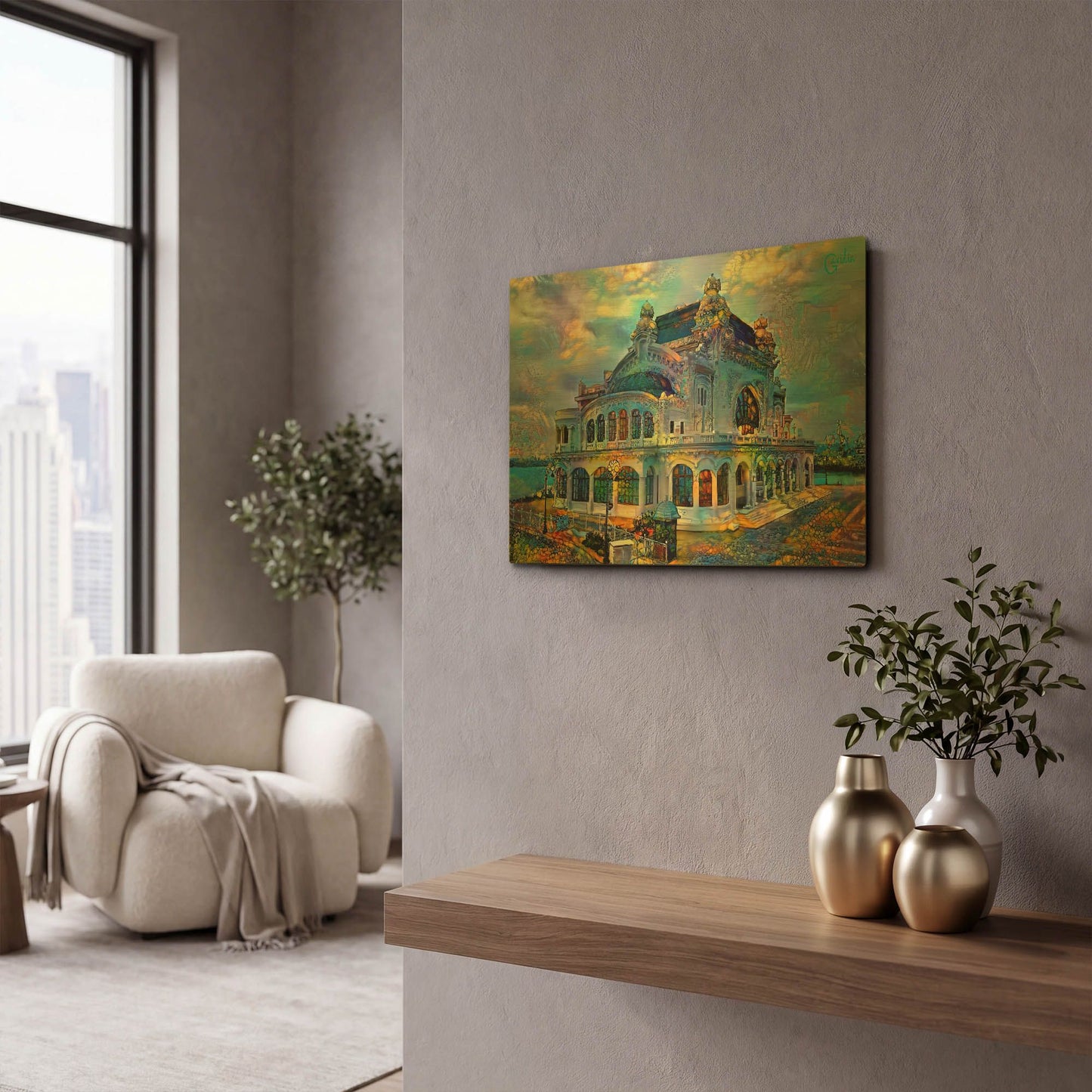 'Romania Constanța Casino Dome' By Pedro Gavidia Gold Metal Wall Art