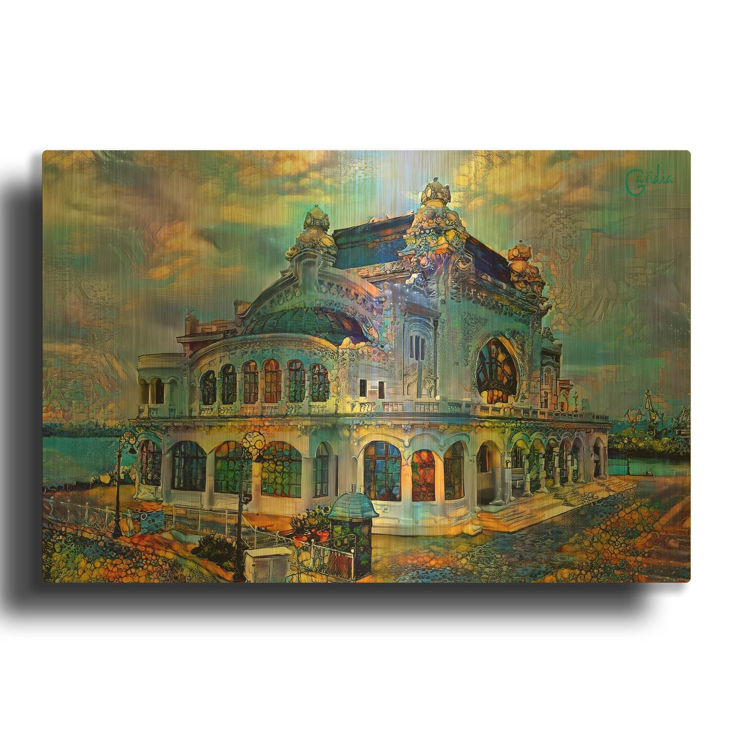 'Romania Constanța Casino Dome' By Pedro Gavidia Gold Metal Wall Art