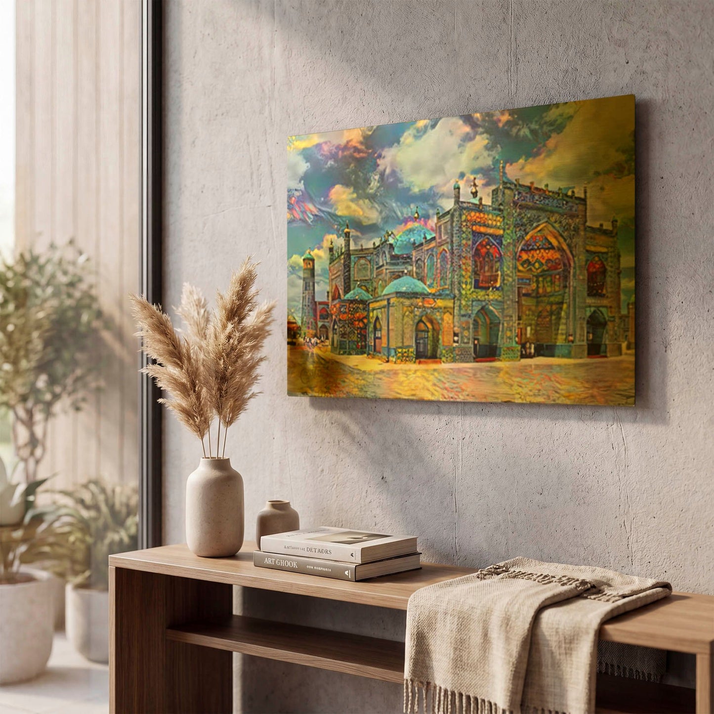 'Afghanistan Mazar-I-Sharif Great Blue Mosque Mausoleum Of Ali Shrine Of Hazrat Ali' By Pedro Gavidia Gold Metal Wall Art