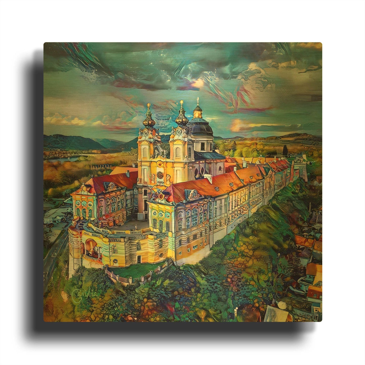 'Austria Stift Melk' By Pedro Gavidia Gold Metal Wall Art