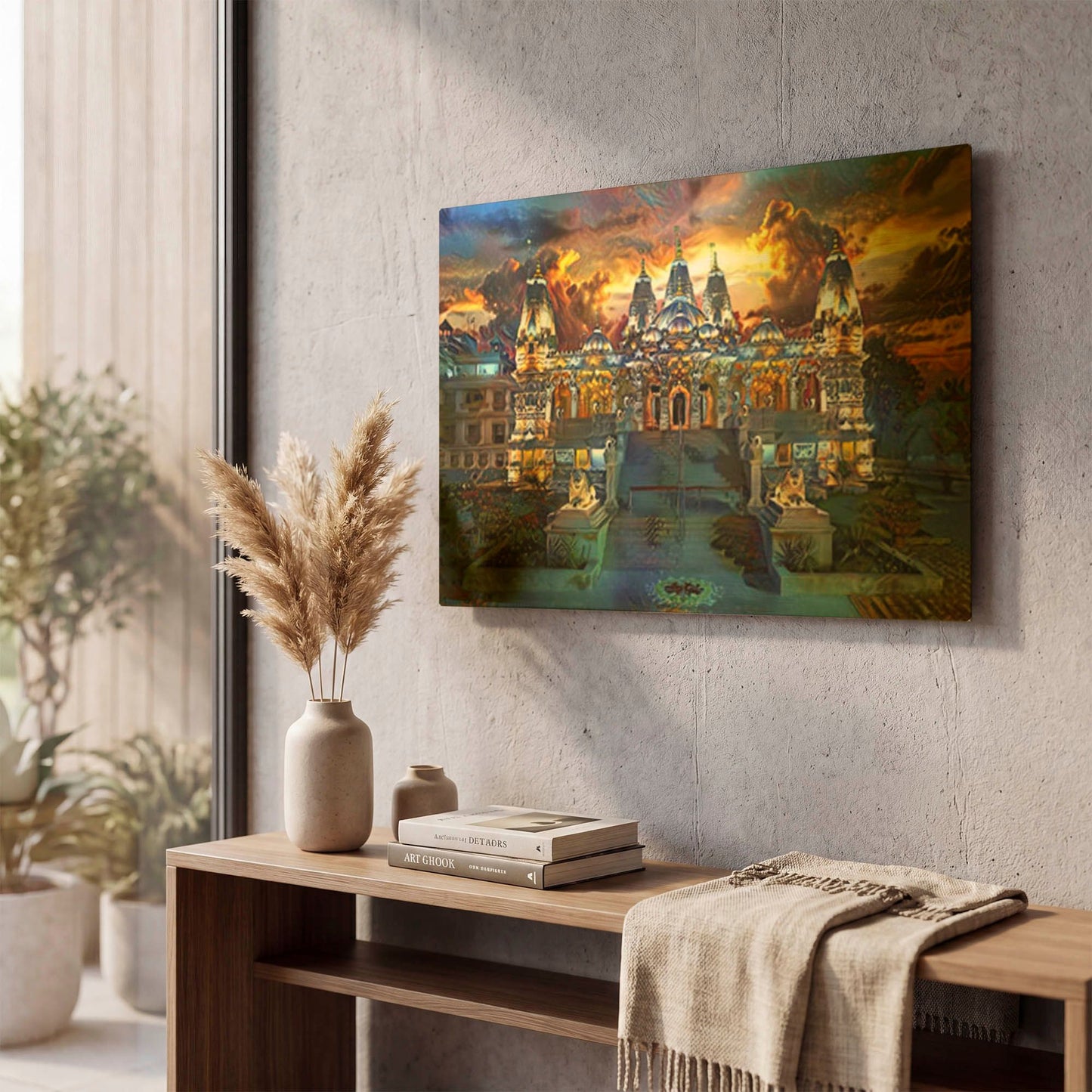 'BAPS Shri Swaminarayan Mandir - Dhari 2025' By Pedro Gavidia Gold Metal Wall Art