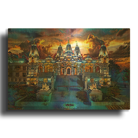 'BAPS Shri Swaminarayan Mandir - Dhari 2025' By Pedro Gavidia Gold Metal Wall Art