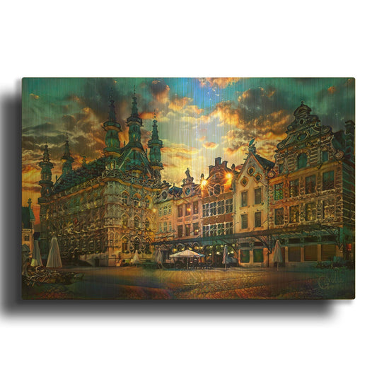 'Belgium Leuven Town Hall 2025' By Pedro Gavidia Gold Metal Wall Art